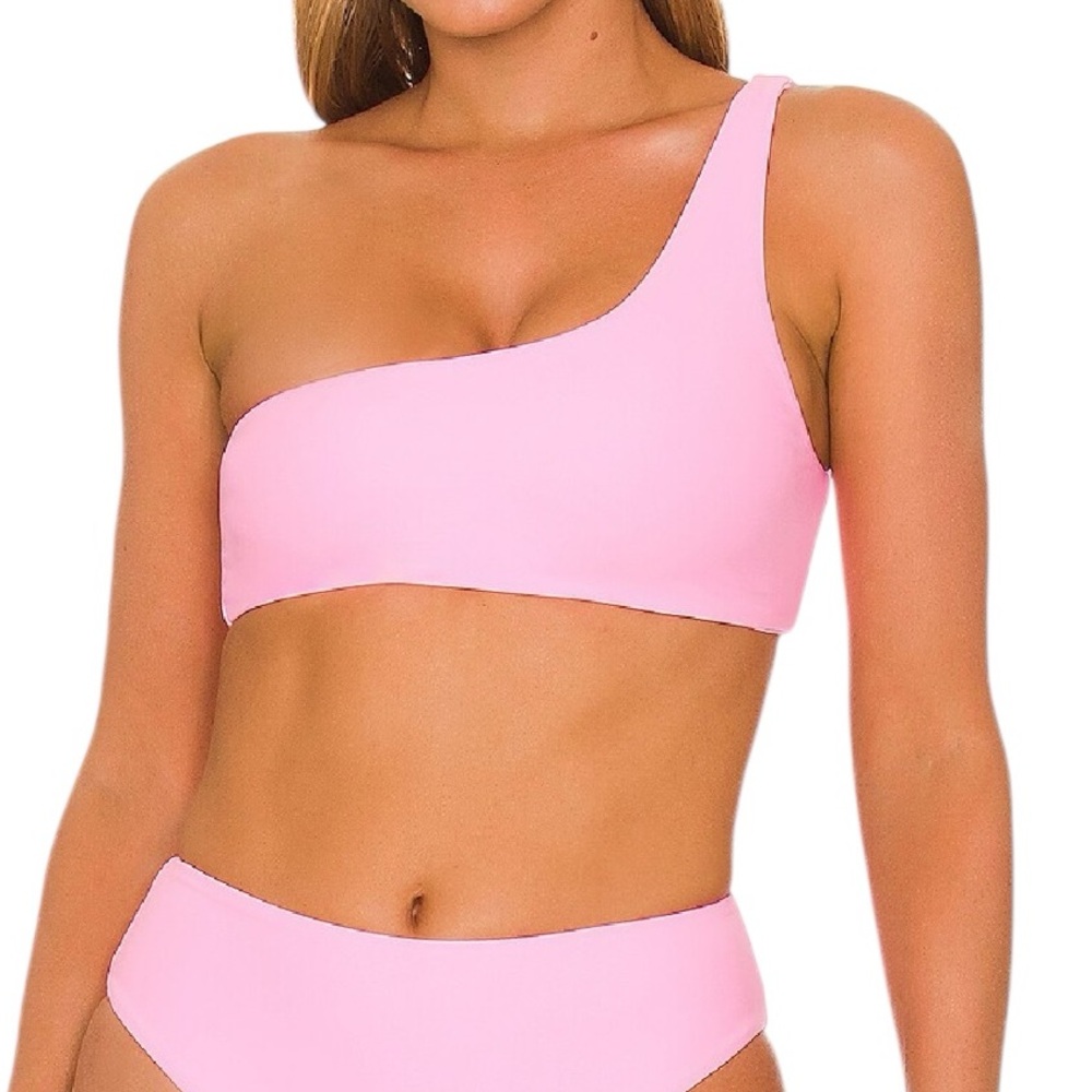NWT Lovers & Friends Pink Camille One Shoulder Bikini Top